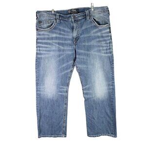 Mens Silver Jeans Co Gordie Relaxed Fit Straight Leg Blue Denim Jeans Size 40X32